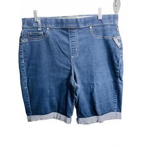 Kim Rogers Women's Dark Denim Shorts Elastic Waist Ladies 16